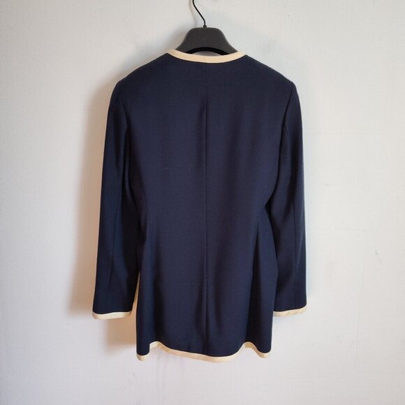 Ladies SZ 2P Anne Klein Navy Single-Breasted Wool Jacket - Picture 2 of 3